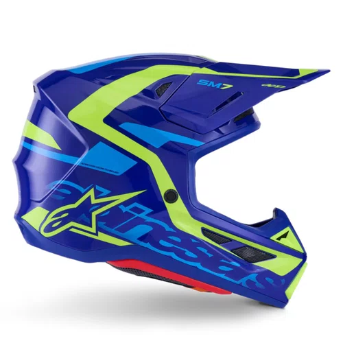 Capacete Alpinestars SM7 Deed Azul Amarelo