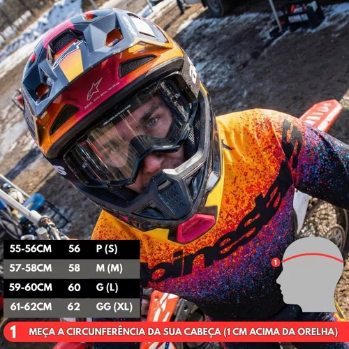 Capacete Motocross Off Road Alpinestars SM7 Rise Preto Amarelo Rosa