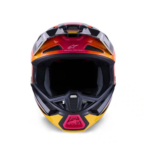 Capacete Motocross Off Road Alpinestars SM7 Rise Preto Amarelo Rosa