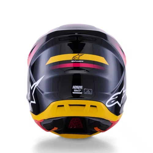Capacete Motocross Off Road Alpinestars SM7 Rise Preto Amarelo Rosa