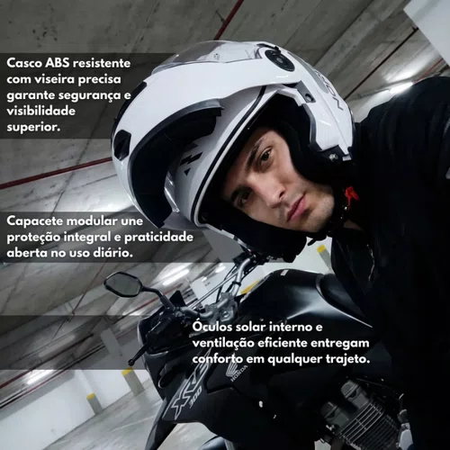 Capacete Articulado Norisk Ff345 Route Monocolor Branco Original