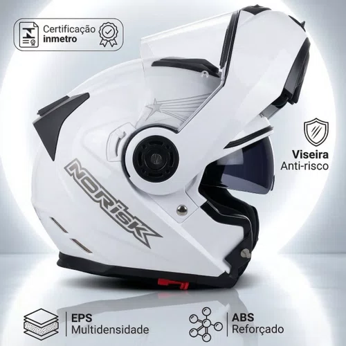 Capacete Articulado Norisk Ff345 Route Monocolor Branco Original