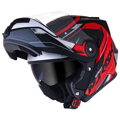 Capacete Articulado Norisk FF345 Route Speedmax Preto Vermelho Prata