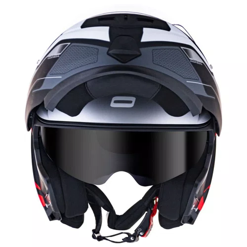 Capacete Articulado Norisk FF345 Route Speedmax Preto Vermelho Prata