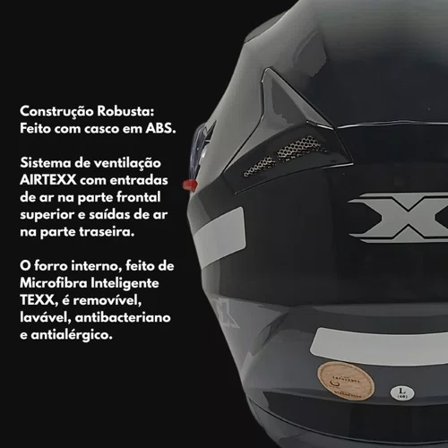 Capacete Articulado Texx Gladiator V3 Preto Brilho