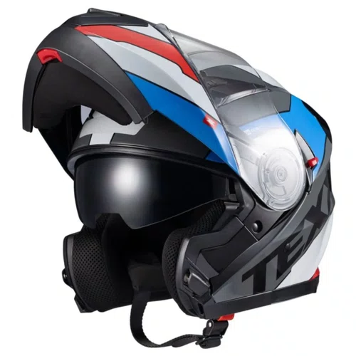 Capacete Articulado Texx Gladiator V3 Reisen Azul Vermelho Branco