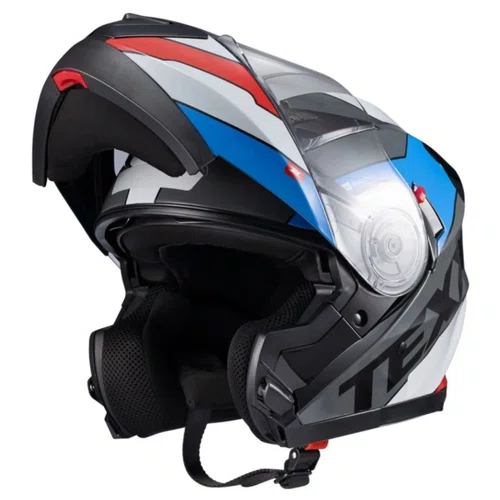 Capacete Articulado Texx Gladiator V3 Reisen Azul Vermelho Branco