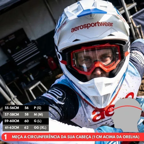 Capacete Asw Motocross R1 MIPS Prisma Branco Marinho