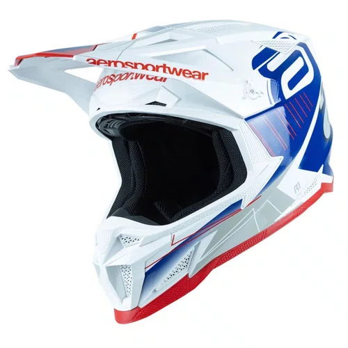 Capacete Asw Motocross R1 MIPS Prisma Branco Marinho