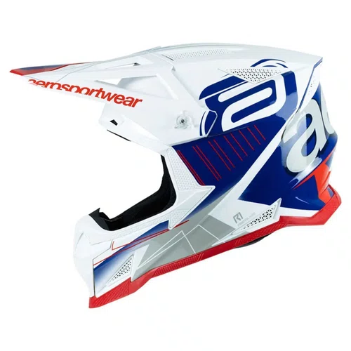 Capacete Asw Motocross R1 MIPS Prisma Branco Marinho