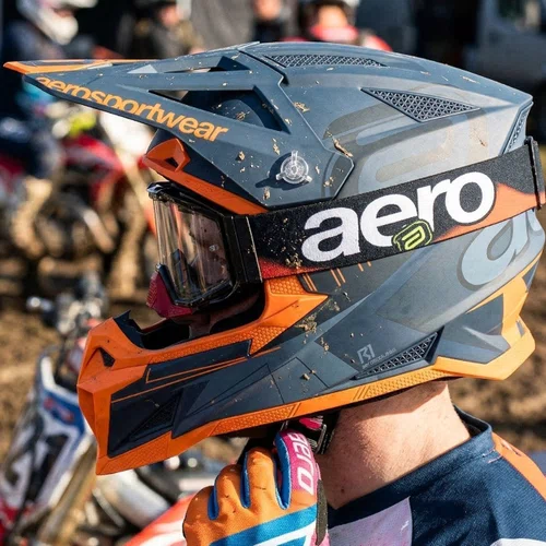 Capacete Asw Motocross R1 MIPS Prisma Cinza Escuro Laranja