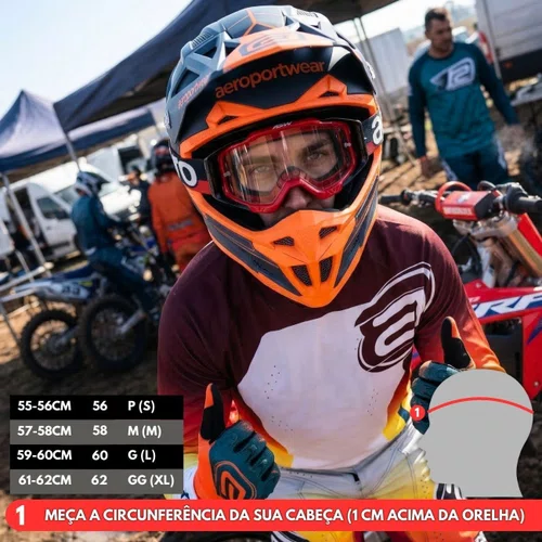 Capacete Asw Motocross R1 MIPS Prisma Cinza Escuro Laranja