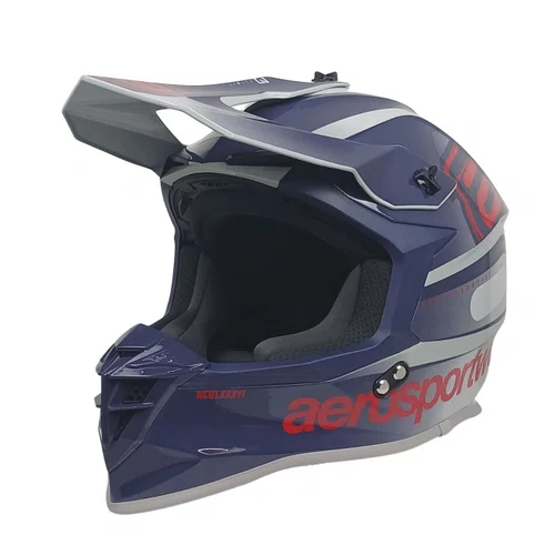 Capacete Asw Motocross R3 Essence Azul Cinza Vermelho Branco