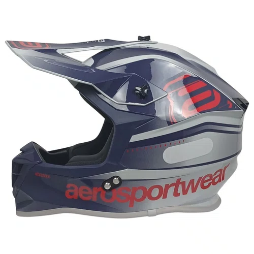 Capacete Asw Motocross R3 Essence Azul Cinza Vermelho Branco