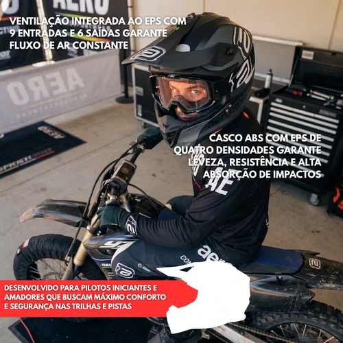 Capacete Asw Motocross R3 Essence Preto Cinza Amarelo