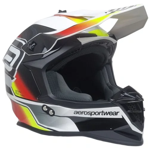 Capacete Asw Motocross R3 Pure Branco Preto Vermelho Amarelo