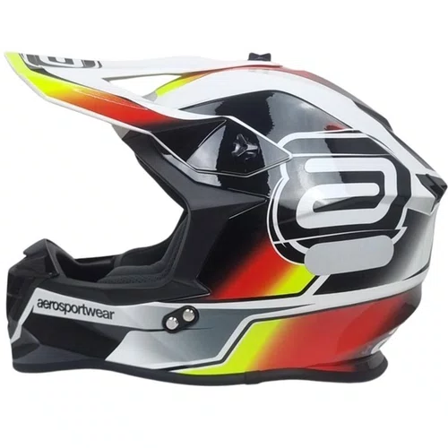 Capacete Asw Motocross R3 Pure Branco Preto Vermelho Amarelo