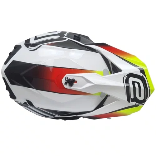 Capacete Asw Motocross R3 Pure Branco Preto Vermelho Amarelo