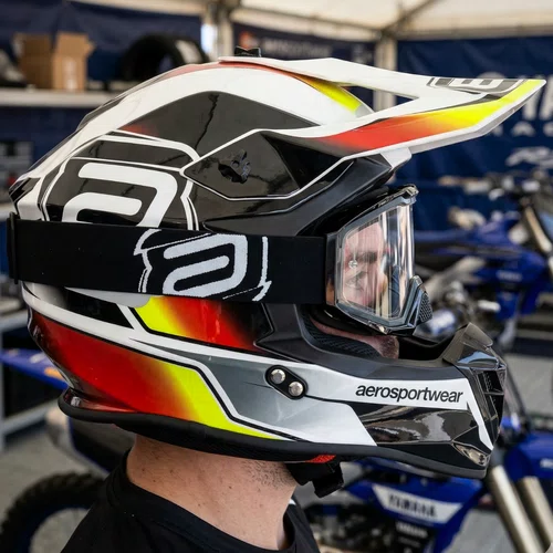 Capacete Asw Motocross R3 Pure Branco Preto Vermelho Amarelo