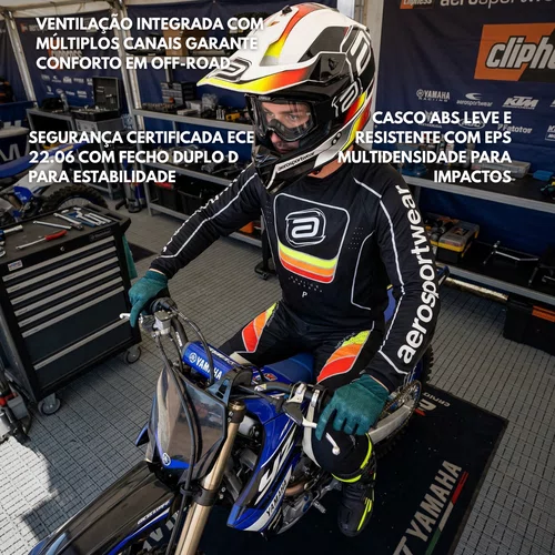 Capacete Asw Motocross R3 Pure Branco Preto Vermelho Amarelo