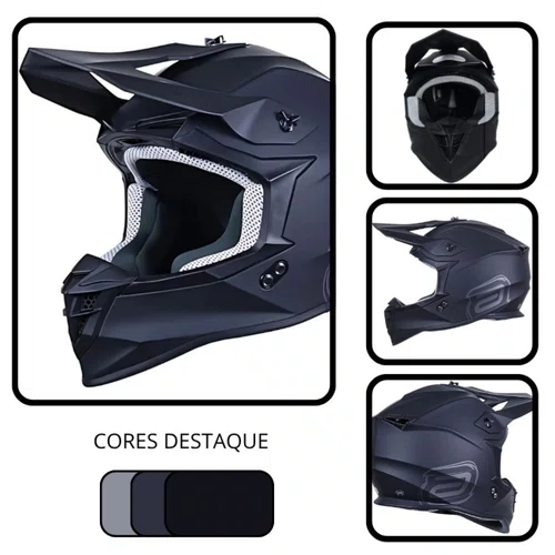 Capacete Off Road Asw R3 Solid Preto