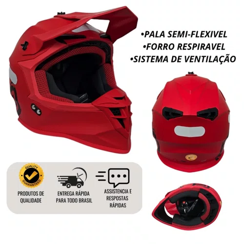 Capacete Off Road Asw R3 Solid Vermelho
