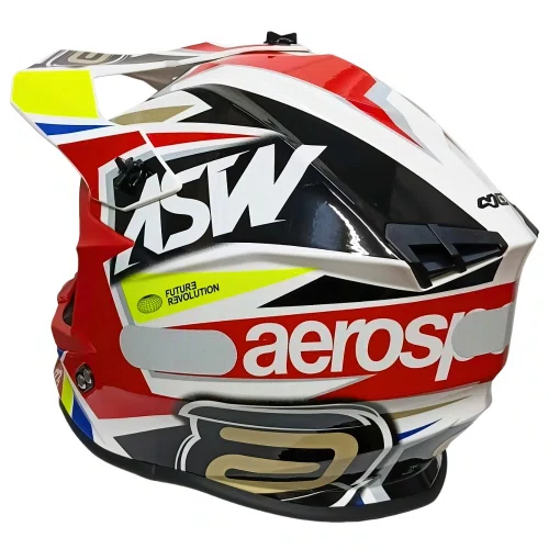 Capacete Asw Motocross R3 Takker Preto Branco Vermelho