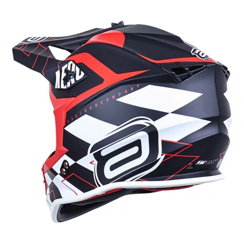 Capacete Off Road Asw R3 Victorious Preto Branco Vermelho
