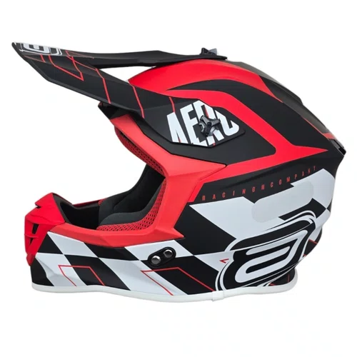 Capacete Off Road Asw R3 Victorious Preto Branco Vermelho