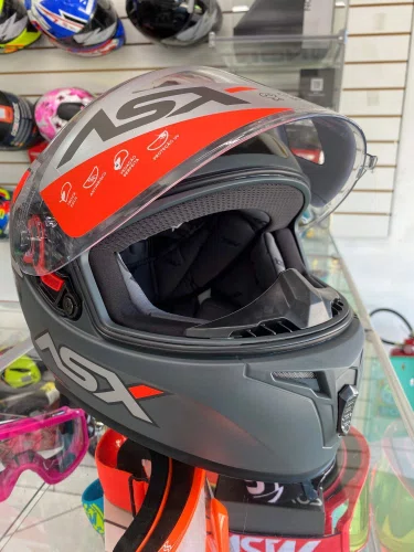 Capacete Fechado Asx Draken Concept Fosco Cinza Vermelho