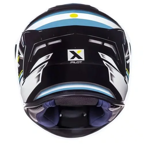 Capacete Fechado Asx Draken Pilot Preto Azul Amarelo