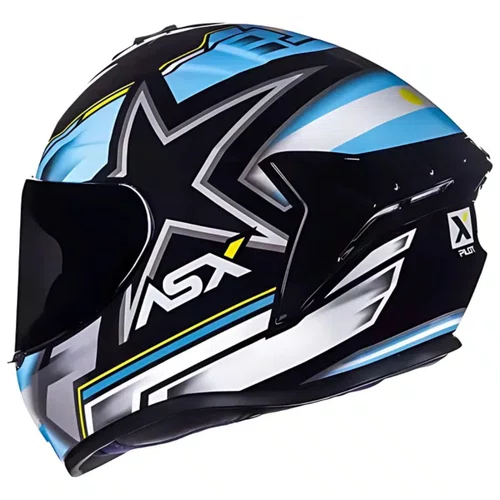 Capacete Fechado Asx Draken Pilot Preto Azul Amarelo