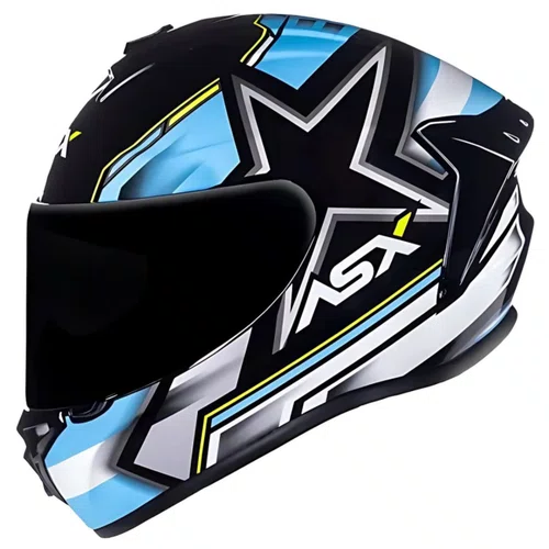Capacete Fechado Asx Draken Pilot Preto Azul Amarelo