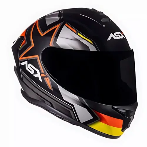 Capacete Fechado Asx Draken Pilot Preto Vermelho Amarelo