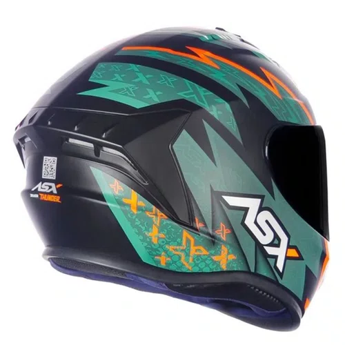 Capacete Fechado Asx Draken Thunder Preto Verde Laranja
