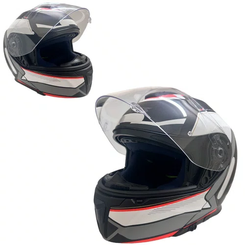 Capacete Articulado Axxis Gecko Capital B5 Sv Preto Branco Vermelho