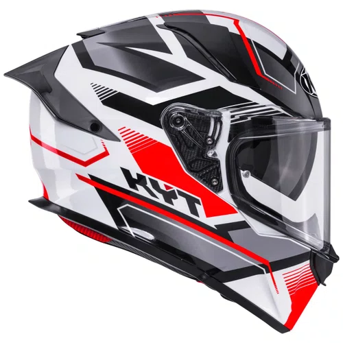 Capacete Fechado Kyt R2R Parsec Branco Vermelho