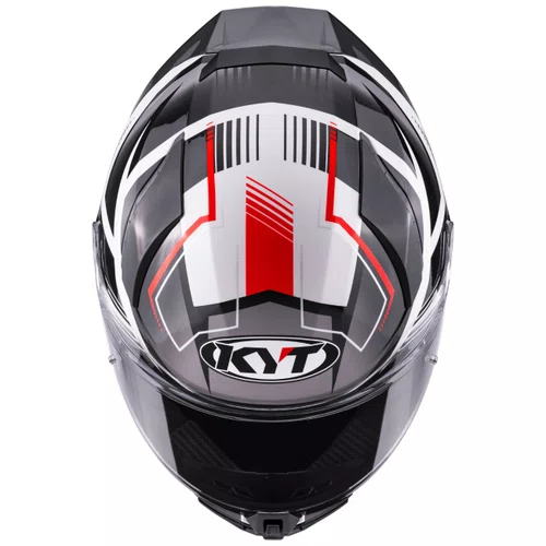 Capacete Fechado Kyt R2R Parsec Branco Vermelho