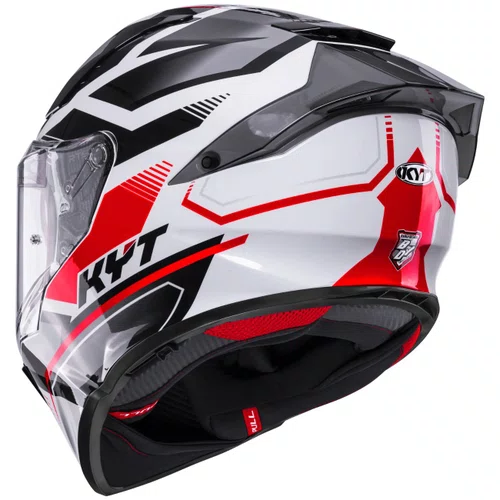 Capacete Fechado Kyt R2R Parsec Branco Vermelho