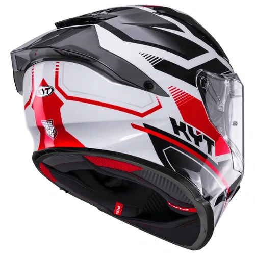 Capacete Fechado Kyt R2R Parsec Branco Vermelho
