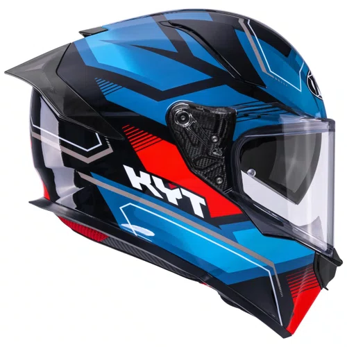 Capacete Fechado Kyt R2R Parsec Preto Azul Vermelho