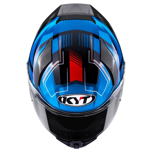 Capacete Fechado Kyt R2R Parsec Preto Azul Vermelho