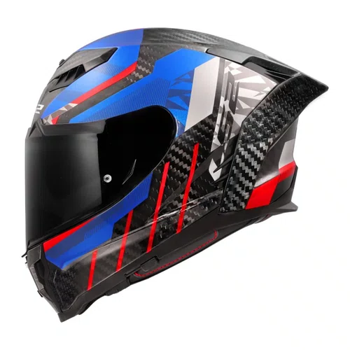 Capacete Fechado Ls2 FF807 Dragon Carbon Trax Azul Vermelho