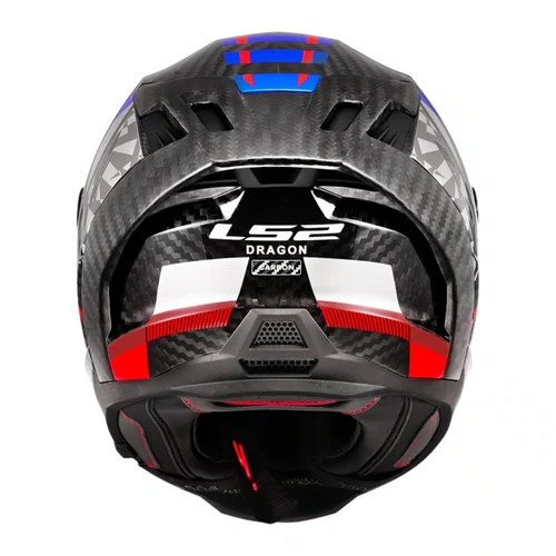 Capacete Fechado Ls2 FF807 Dragon Carbon Trax Azul Vermelho