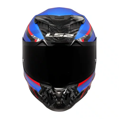 Capacete Fechado Ls2 FF807 Dragon Carbon Trax Azul Vermelho