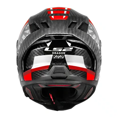 Capacete Fechado Ls2 FF807 Dragon Carbon Trax Vermelho