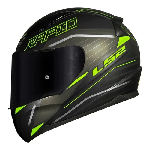 Capacete Fechado LS2 FF353 Rapid Rokku Preto Amarelo Fosco