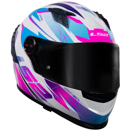 Capacete Fechado LS2 FF358 Pro Airline Branco Rosa