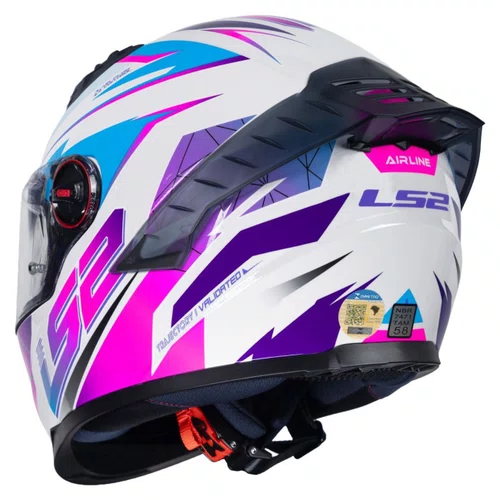 Capacete Fechado LS2 FF358 Pro Airline Branco Rosa