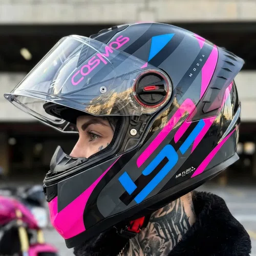 Capacete Fechado LS2 FF358 Pro Modok Preto Rosa